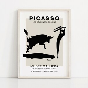 Picasso Bullfight Wall Art, Bullfight Poster, Black and White, Picasso Printable, Picasso Poster, Picasso Print, Digital Download