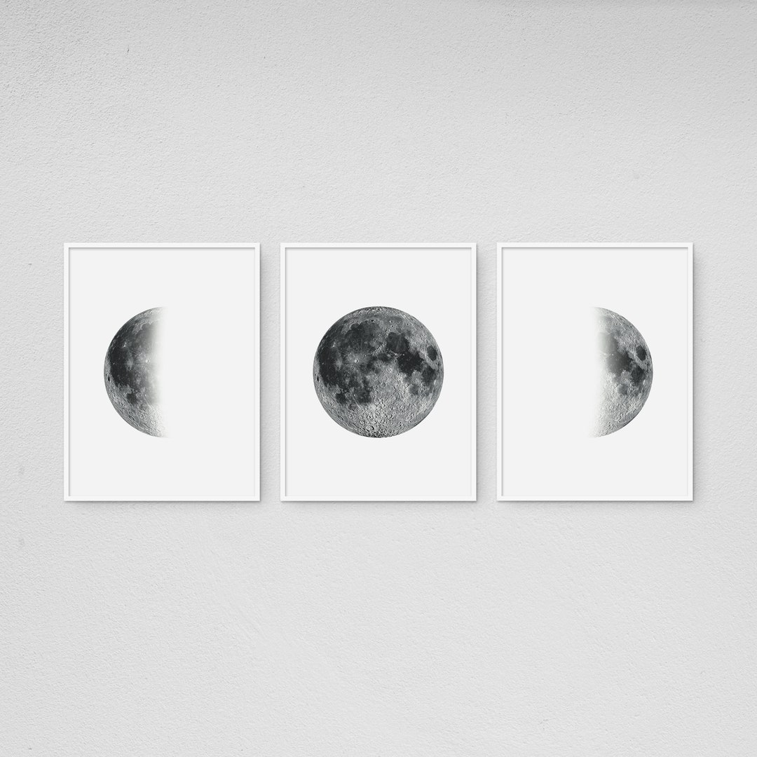 Set of 3 Moon Prints, Wall Art, Moon Phases Poster, Minimalist Moon Art ...
