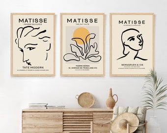 Set of 3 Matisse Prints, Wall Art, Matisse Poster, Minimalist Matisse Art, Living room decor art, Wall decor, Matisse Wall Art Prints