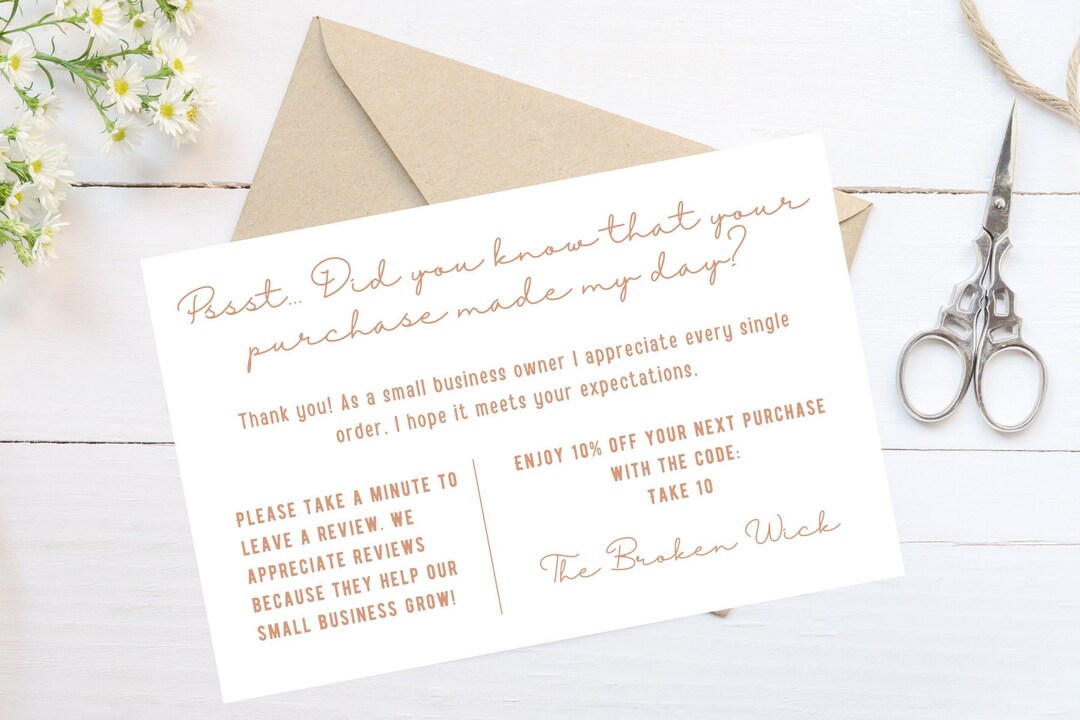 EDITABLE Thank You Card Printable Thank You for Your Order Card ...