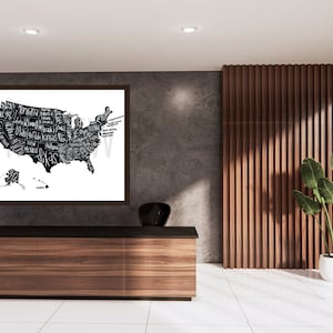 Mappa degli Stati Uniti / Mappa degli Stati Uniti / Stampa digitale / Mappa stampabile / Decorazione / Poster / Ufficio / Scuola / Aula / Arte