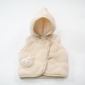 Baby wool Vest, Wool baby gift, Baby Vest with hood, Toddler vest with hood, Wool baby clothes, Merino Wool, Unisex Vest