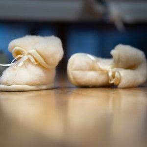 Merino Wool Baby Booties: Natural Soft Slippers, Handmade in Latvia