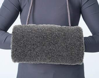 Mof van merinowol met zak, winterhandwarmer merinowol, damesarmwarmers