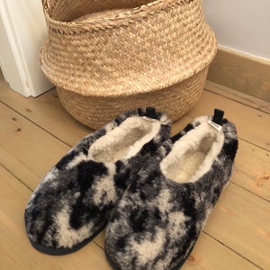 Wool  Slippers/ Eco Womens / Mens Merino Pure Sheeps Wool Slippers, non slips sole, Birthday Gift