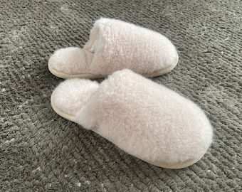 Eco Women's / Men's Merino Pure Sheep's Wool Slippers/ Sheepskin Slippers - Non Slip Sole ,Birthday Gift