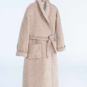 Wool Robe/ Unisex Soft Merino Wool Robe / Merino Wool Morning Dress image 7