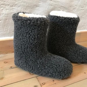 Pantoffels van wollen merinowol, eco-slippers dames/heren merinoswollen pantoffels/pantoffels van schapenvacht - antislipzool, verjaardagscadeau