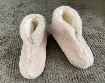 Zapatillas ecológicas de lana de oveja pura merino para mujer / hombre / zapatillas de piel de oveja - suela antideslizante, regalo de cumpleaños