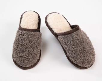 Pantofole in lana merino/ Pantofole ecologiche da donna/uomo in pura lana di pecora merino, suola antiscivolo, regalo di compleanno