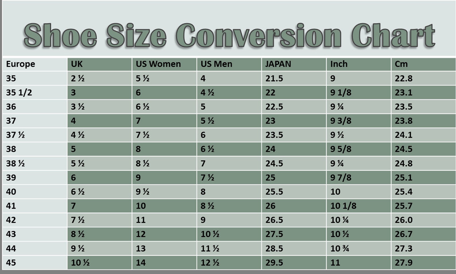 Us Shoe Size men's таблица размеров