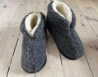 Eco Women's / Men's Merino Pure Sheep's Wool Slippers/ Sheepskin Slippers - Non Slip Sole ,Birthday Gift