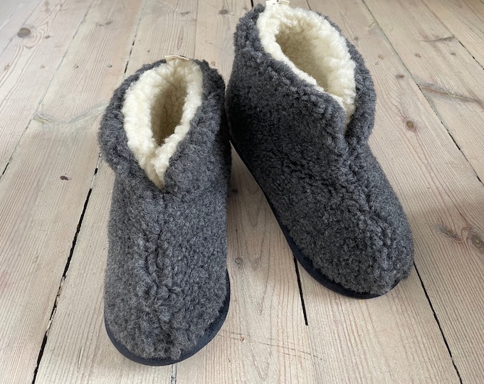 Merino Wool Slippers: Non-Slip Sheepskin, Handmade in Latvia