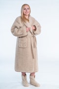 Unisex Merino Wool Robe: Soft Camel Beige Morning Dress product logo