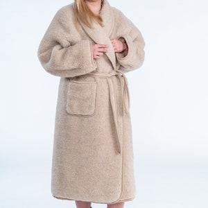 Peignoir en laine/Peignoir unisexe en laine mérinos douce/Robe du matin en laine mérinos image 1