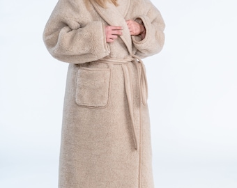 Wool Robe/ Unisex Soft Merino Wool Robe / Merino Wool Morning Dress