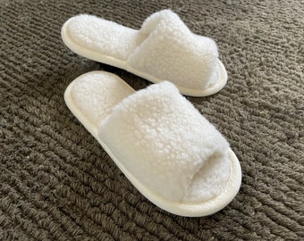 Eco Women's / Merino Pure Sheep's Wool Slippers/ Sheepskin Slippers /Summer slippers / Pile Wool slippers / Non Slip Sole /Birthday Gift
