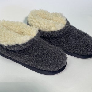 Eco Women's / Men's Merino Pure Sheep's Wool Slippers/ Sheepskin Slippers Non Slip Sole ,Birthday Gift image 6