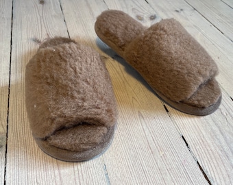 Eco Women’s / Merino Pure Sheep’s Wool Slippers/ Sheepskin Slippers/ Summer slippers /Non Slip Sole /Birthday Gift