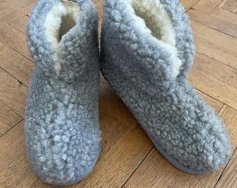 Merino Wool Slippers: Non-Slip Sheepskin, Handmade in Latvia