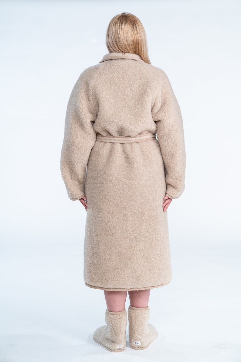 Wool Robe/ Unisex Soft Merino Wool Robe / Merino Wool Morning Dress image 5