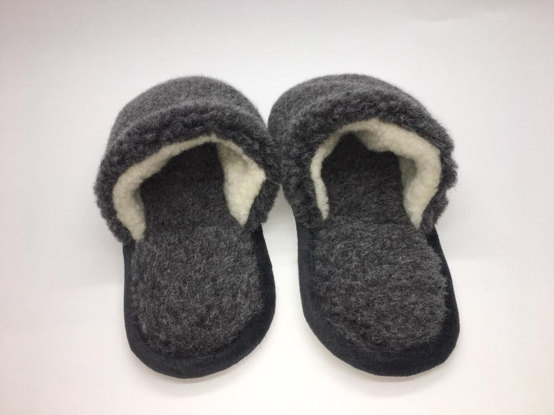 Eco Women's / Men's Merino Pure Sheep's Wool Slippers/ Sheepskin Slippers / House shoes for women and men / House slippers from wool image 4