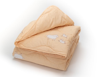 Merino Wool Duvet: All-Season Wool Comforter, Hypoallergenic Cotton Cover