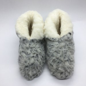 Eco Women's / Men's Merino Pure Sheep's Wool Slippers/ Sheepskin Slippers - Non Slip Suede Leather Sole - Birthday Gift