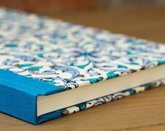 Blue Florentine Patterned Notebook - Blue Handmade Notebook