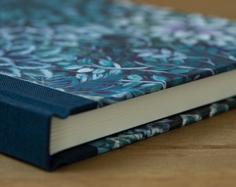 Cuaderno de Suculentas y Follaje - Cuaderno Azul Hecho a Mano - Cuaderno A5, Libros Encuadernados a Mano