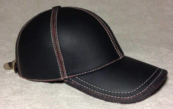 genuine leather baseball cap