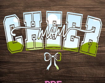 Cheer Mom Canva Frame Printable Design for DIY Sublimation, Cheerleading Mom Gift, Editable Cheer Mom PNG PDF Download