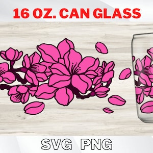 Cherry Blossom Libbey Glass Wrap SVG, PNG, Sakura Can Glass Wrap Svg, Png File Digital Download