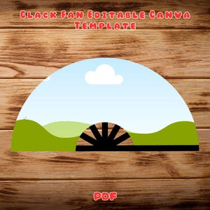 Clack Fan Editable Canva Template PDF File, Hand Fan Sublimation Template, Chinese Fan Template, Sublimation Hand Fan