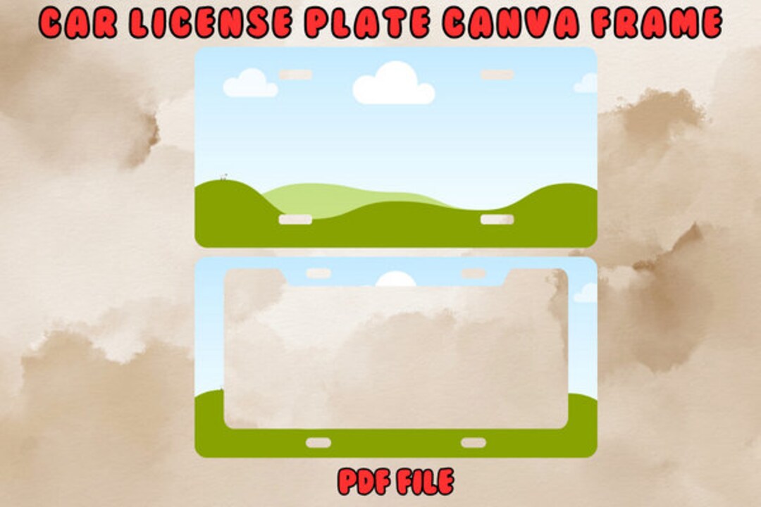 Car License Plate Canva Frame Mockup Template Editable Easy Drag and