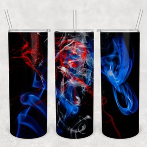 Red White Blue Smoke Background Skinny Tumbler Sublimation Design Png File Digital Download