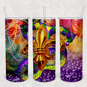 Mardi Gras 20 Oz Skinny Tumbler Sublimation Png, Carnival Festival Tumbler Png file