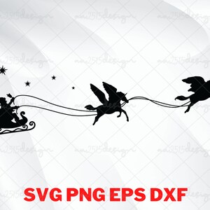 Santa Unicorn sleigh ride SVG - Santa Shirt Svg - Christmas Unicorn silhouette cut file for Cricut