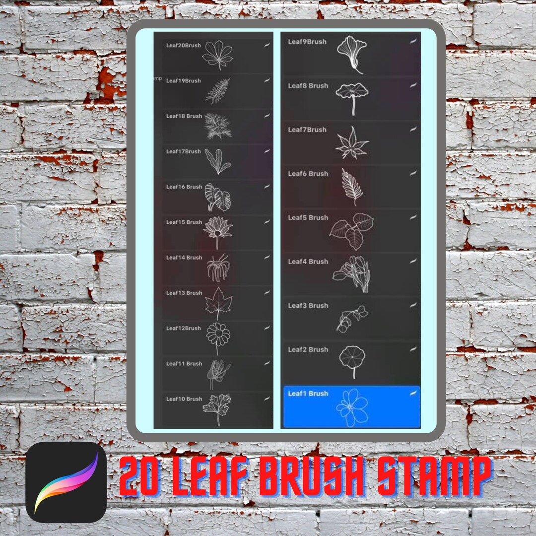 Leaf Brush Stamp Procreate /20 Leaves Flower Stamp Brush Procreate for ...