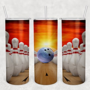Bowling 20Oz Skinny Tumbler Sublimation Design Png, Bowling Ball Tumbler Png File Instant Download