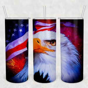 Eagle American Flag 20 Oz Skinny Tumbler Sublimation Designs Png,  Patriotic Tumbler Wrap PNG Digital Download