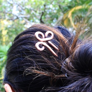 Hand Forged Clover Copper hair fork