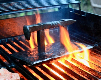 Railroad spike steak press