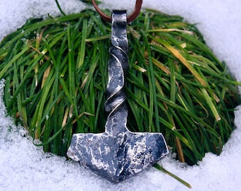 Large iron Thor's hammer pendant Mjolnir
