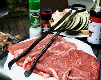 Hand forged BBQ tongs