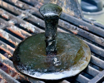 Railroad spike hamburger press