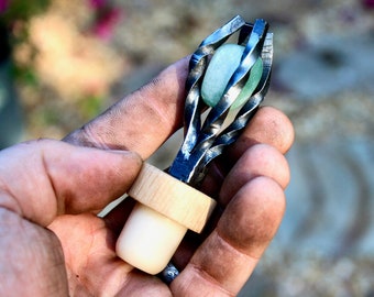 tapón de vino de aventurina forjado a mano