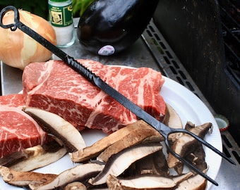 Hand forged BBQ fork, made from carbon steel