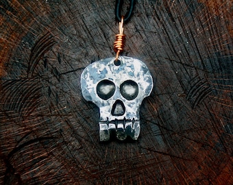 Skull Pendant, hand forged iron