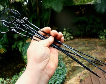Hand forged shish kebob skewers